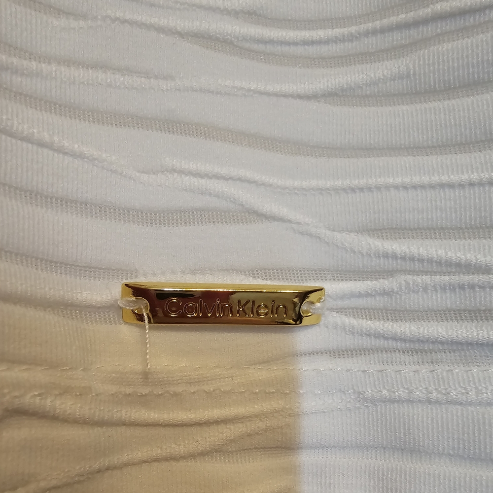 Calvin Klein White Ribbed Short Sleeve Blouse - Picture 4 of 4